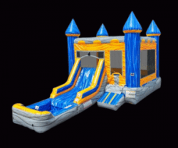 Blue/Orange Marble Combo Bounce House with Slide